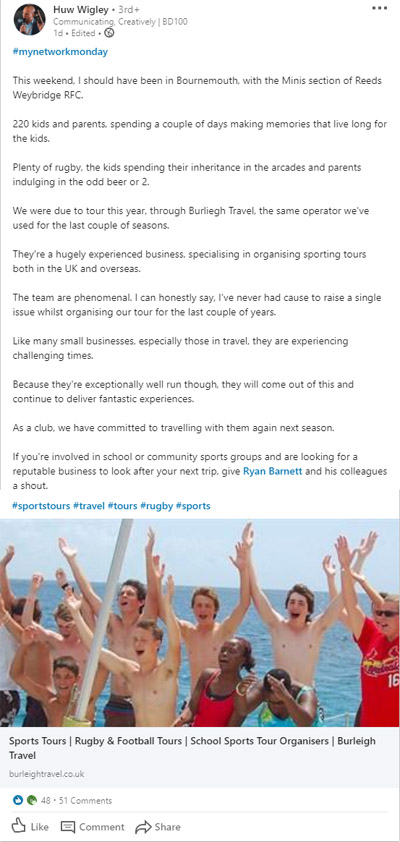 Reeds Weybridge RFC Minis Testimonial